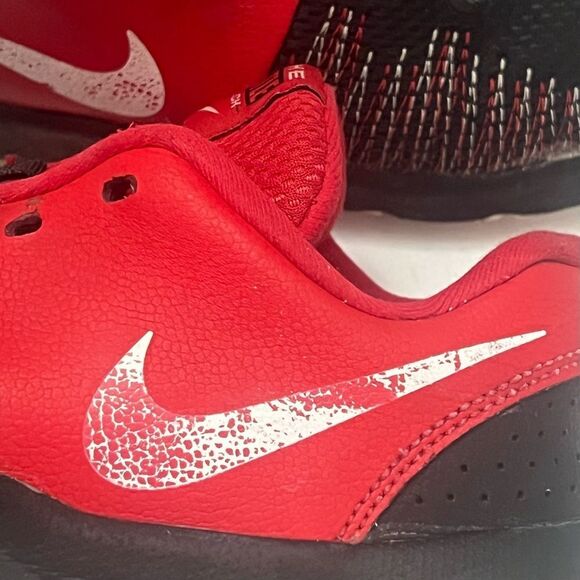 NIKE Hustle Quick Sneakers Youth Sz 2 Red Leather Mesh Cushioned‎ Athletic Shoes - Picture 9 of 15